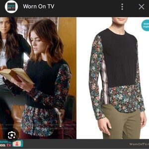 Veronica Beard Mellow Mixed-Media Cashmere Sweater ASO Lucy Hale